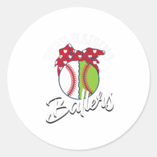Busy Raising Ballers Funny Softball Baseball Classic Round Sticker