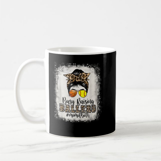 Busy Raising Ballers Mom Of Both Basketball Softba Coffee Mug (Left)