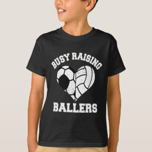 Busy Raising Ballers Soccer Volleyball Heart Mom G T-Shirt