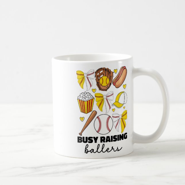 Busy Raising Byllers Bysebyll And Softbyll Mom Coq Coffee Mug (Right)