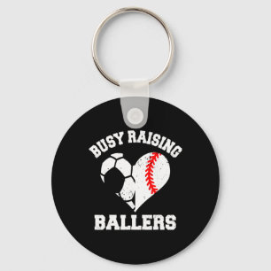 Busy Raising Byllers Soccer Bysebyll Heart Mom Gam Keychain