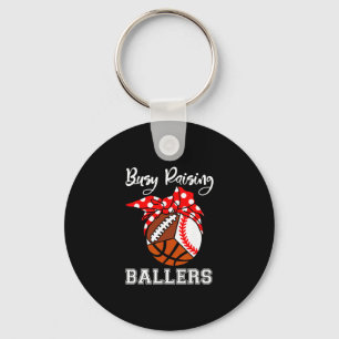 Busy Raising Llers Funny Sell Footll Sketll Mom Keychain