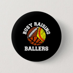 Busy Raising Llers Funny Softll Sketll Footll Mom  2 Inch Round Button
