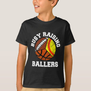 Busy Raising Llers Funny Softll Sketll Footll Mom  T-Shirt