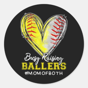 Busy Raising Llers Heart Mom Of Both Softll Sell M Classic Round Sticker