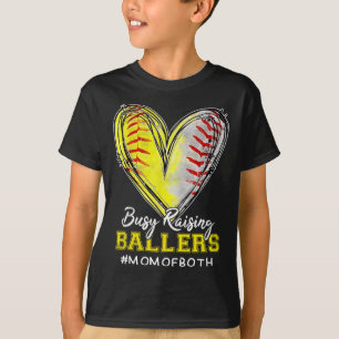 Busy Raising Llers Heart Mom Of Both Softll Sell M T-Shirt