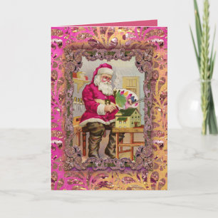 Busy Santa Victorian Holiday Card