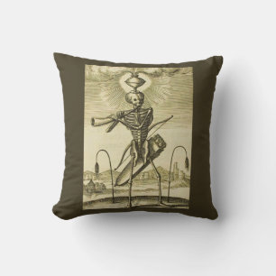 busy skeleton throw pillow