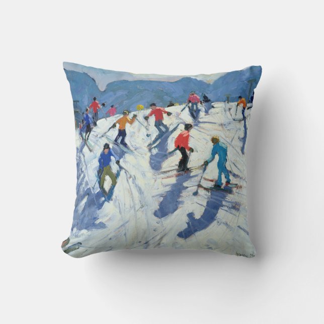 Busy Ski Slope Lofer 2004 Throw Pillow (Front)