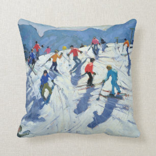 Busy Ski Slope Lofer 2004 Throw Pillow