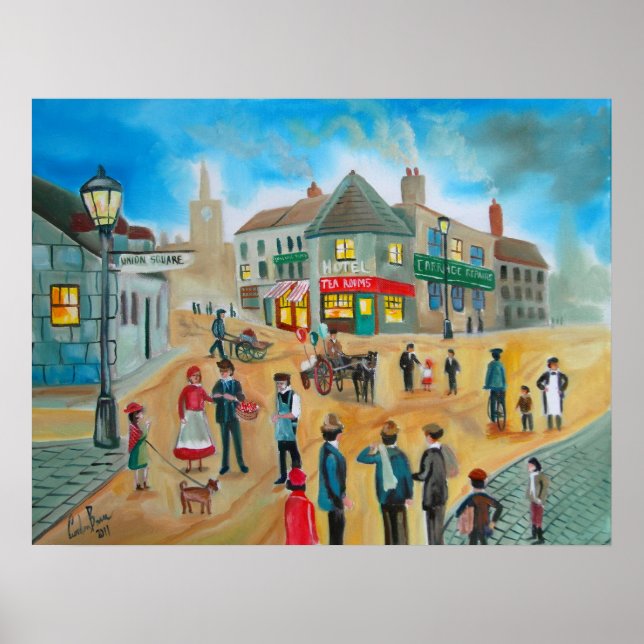 Busy street scene victorian rag and bone man poster (Front)