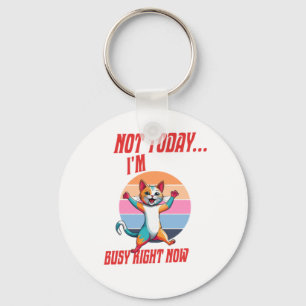 Busy Today Retro Gaming Cat Keychain
