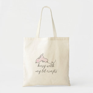 Busy With My Lil Crafts Pink Glue Gun Design Tote Bag