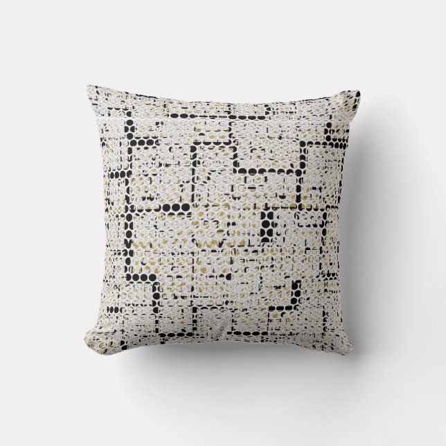 Busy Working White Black Gold Decor-Soft Pillows (Front)