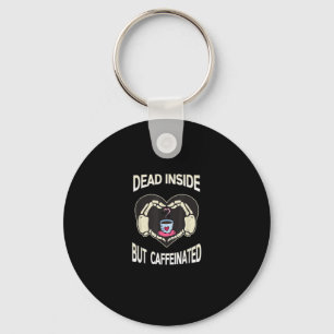 But Caffeinated Coffee Skeleton Hands Heart Keychain