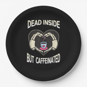 But Caffeinated Coffee Skeleton Hands Heart Paper Plate