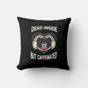 But Caffeinated Coffee Skeleton Hands Heart Throw Pillow