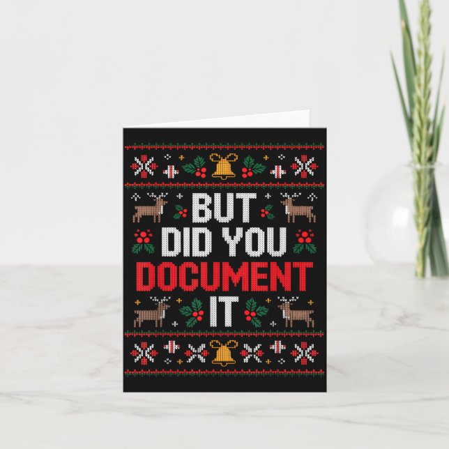 But Did You Doent It Funny Office Christmas Ugly  Card (Front)
