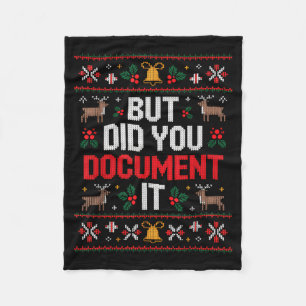 But Did You Doent It Funny Office Christmas Ugly Fleece Blanket