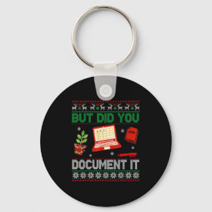But Did You Doent It Funny Office Christmas Ugly S Keychain