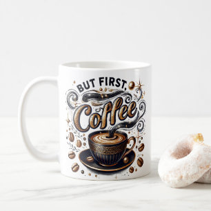 But First Coffee Art - Stylish Gold Design Mug