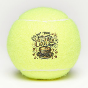 But First Coffee Art - Stylish Gold Design Tennis Balls