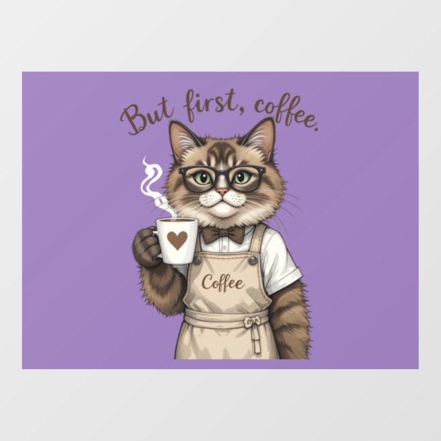 But First, Coffee Cat Window Cling (Sheet)