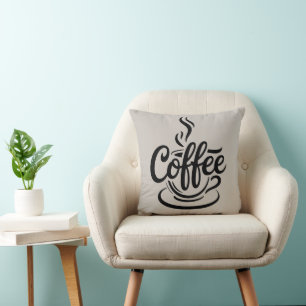 But First Coffee Chic Modern Script Typography D Throw Pillow