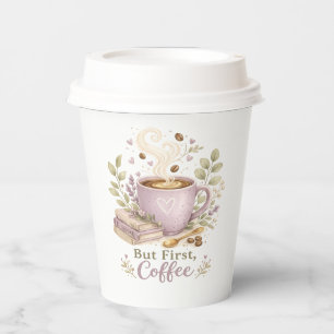 But First, Coffee Cozy Lavender Watercolor Paper Cups