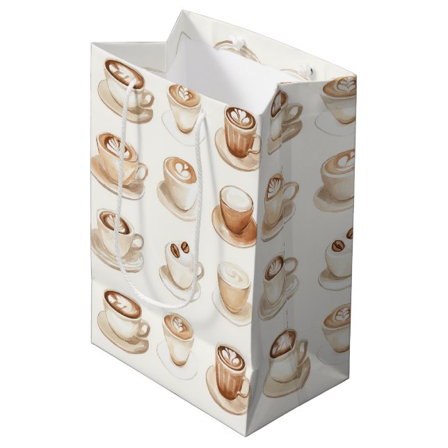 But First, Coffee Cups Medium Gift Bag (Front Angled)