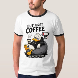 BUT FIRST COFFEE Funny Coffee Ringer Tee