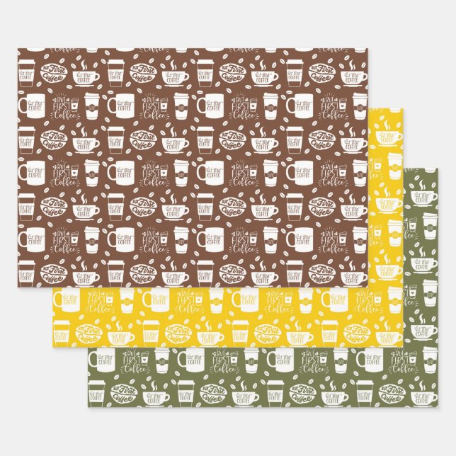 BUT FIRST, COFFEE SET WRAPPING PAPER SHEETS (Set)