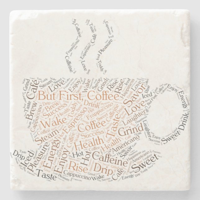 But First, Coffee Word Art Coaster (Front)