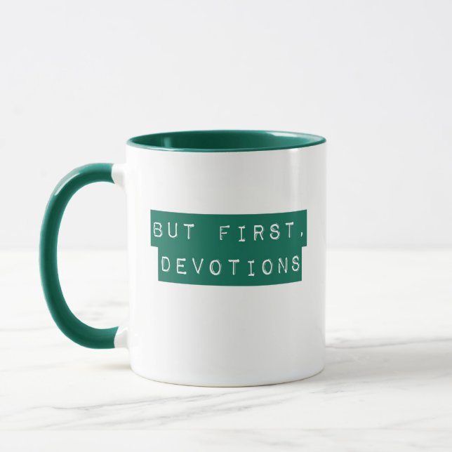 But First, Devotions Green Mug (Left)