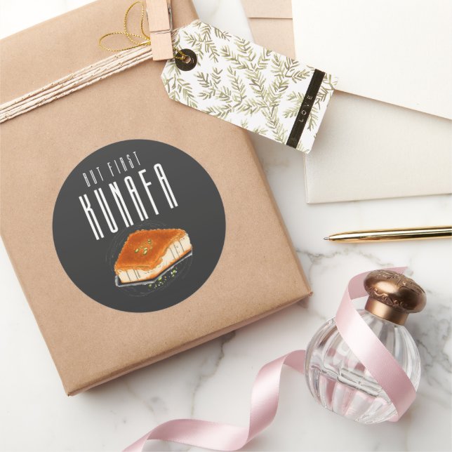 But First Knafeh Kunafa Kunafeh AI Generated كنافة Classic Round Sticker (Gifting)