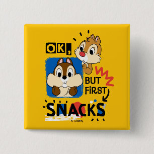 But First Snacks Chipmunks 2 Inch Square Button