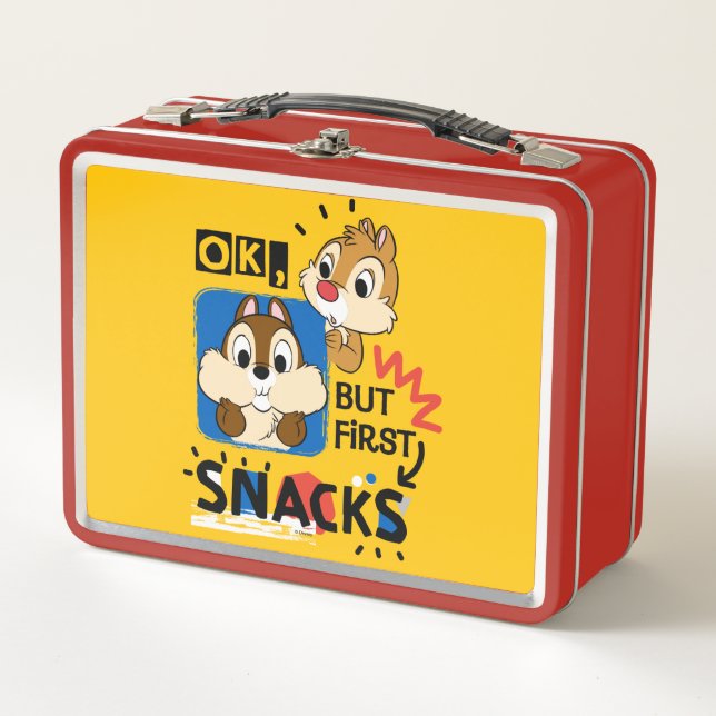 But First Snacks Chipmunks Metal Lunch Box (Front)