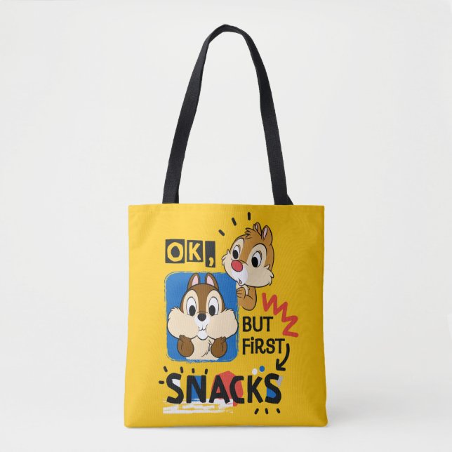 But First Snacks Chipmunks Tote Bag (Front)