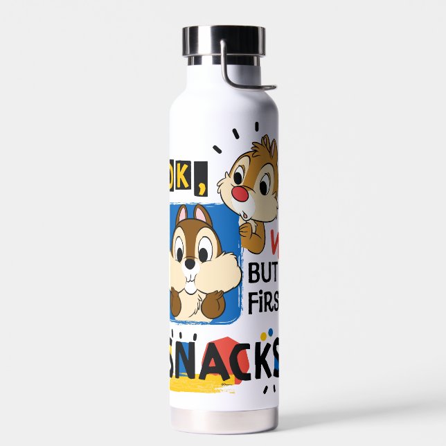 But First Snacks Chipmunks Water Bottle (Left)