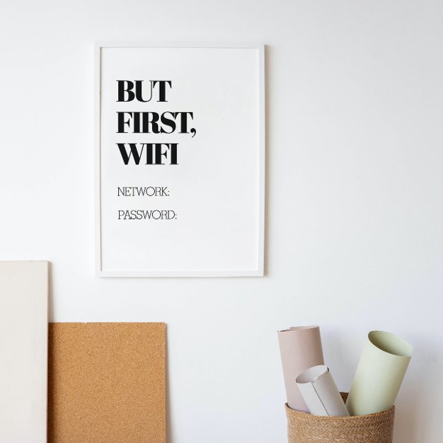 BUT FIRST, Wifi with custom network and password Canvas Print (Creator Uploaded)