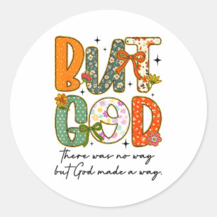 But God Christian Autumn Thankful Coquette Bow Tha Classic Round Sticker