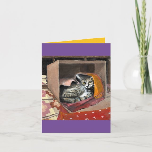 But I need this box! Christmas Kitty Macavity Holiday Card (Front)