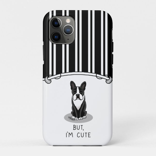But, I'm Cute Boston Terrier (black) Dog Funny Case-Mate iPhone Case (Back)