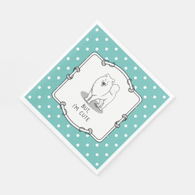 But I'm Cute Samoyed Dog Funny Sammie Napkin (Corner)