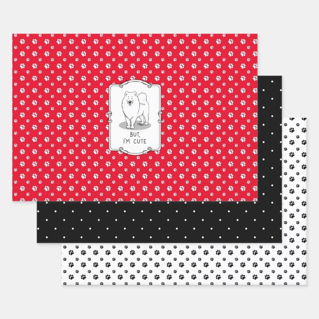 But, I'm Cute Samoyed Dog Wrapping Paper Sheet (Set)