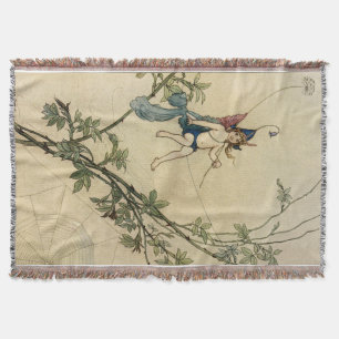 But Puck was Seated on a Spider's Thread Throw Blanket