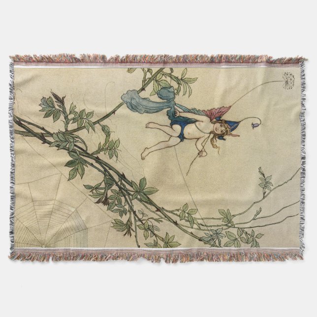 But Puck was Seated on a Spider's Thread Throw Blanket (Front)