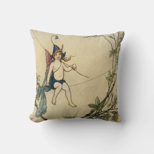 But Puck was Seated on a Spider's Thread Throw Pillow (Front)