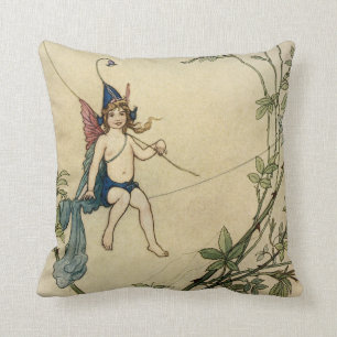 But Puck was Seated on a Spider's Thread Throw Pillow
