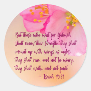 But Those Who Wait Christian Floral Inspirational Classic Round Sticker